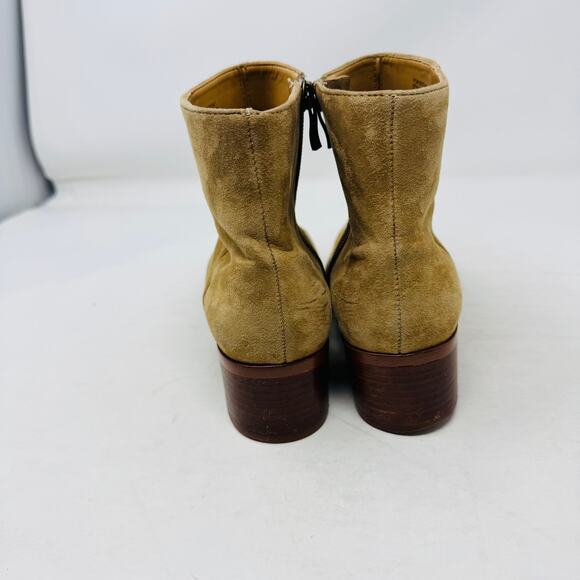 J.Crew Factory Tan Suede Ankle Boots Women’s Size 7.5 Low Heel Zip Booties - Picture 4 of 11